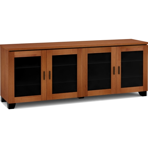 Elba 347 85" TV Stand AV Cabinet in American Cherry with Smoked Glass